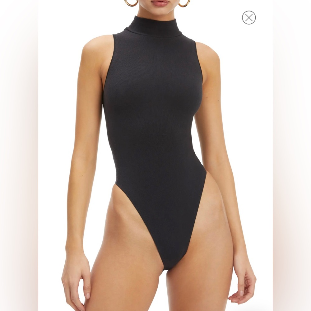 NWOT Good American Mock Neck Seamless Bodysuit Black Size 00/0